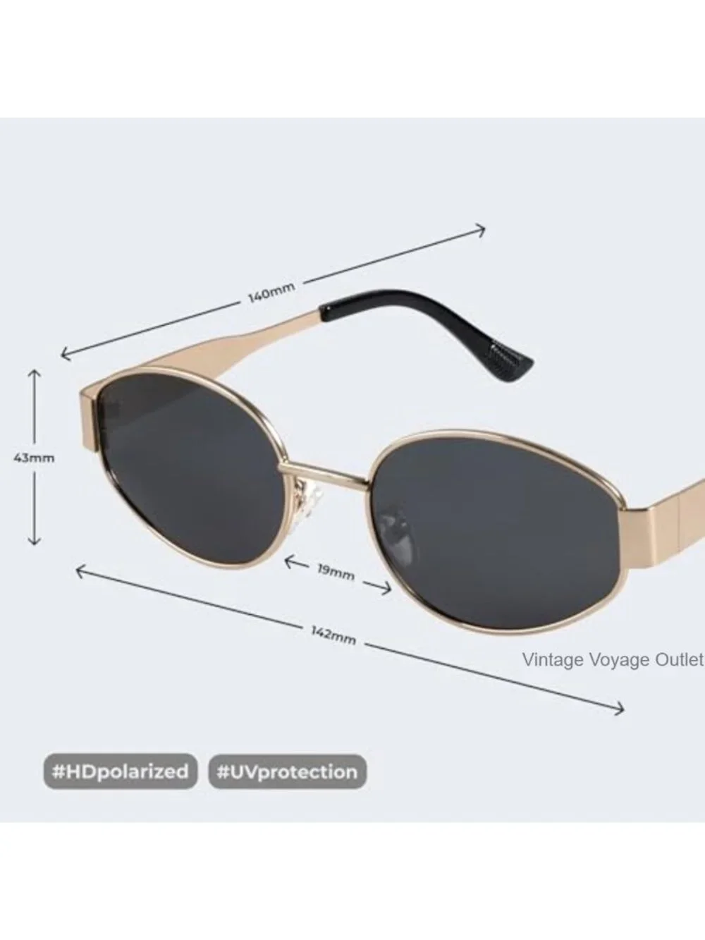 Retro Polarized Sunglasses with UV400 Protection, Metal Frames, Oval Shape,